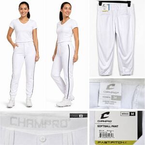 Champro Fastpitch Softball Pants White Navy Women's M NWT